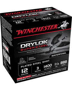 Winchester Drylok Super Steel 12 Gauge 3 1-1/4 oz BBB Shot (Box)
