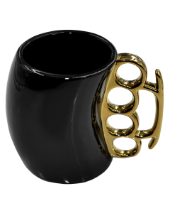 Caliber Gourmet Black/Gold Brass Knuckle Ceramic Mug