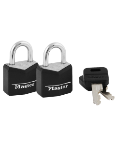 Master Lock Keyed Alike Padlock Steel Vinyl 2 Pack