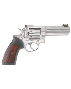 Ruger GP100 Standard 357 Mag 4.2" 7 rd Black Rubber w/Wood Insert Grip Stainless