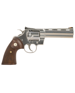 Walnut Colt Python 357 Magnum 5 Inch Stainless Steel with Adjustable Sight