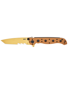 CRKT  EDC Knife D2 Steel Part Serrated Desert Tan Handle