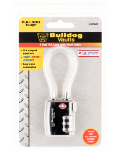 Bulldog Metal TSA Cable Lock for Zippers 4.5 Inch Black Combination
