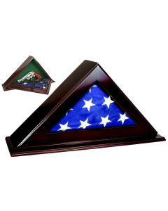 Peace Keeper Patriot Flag Case Mahogany Wood Gun Vault 22x4.25x11.5