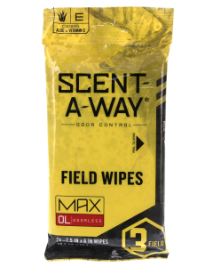 Hunters Specialties ScentAWay Max Field Wipes Odor Eliminator 24 Pkg