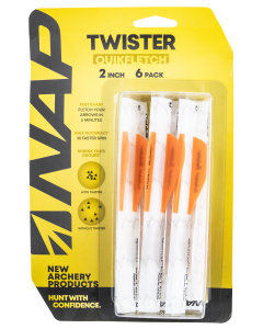 NAP Quickfletch Twister 2" White Orange Fletching 6 Pack
