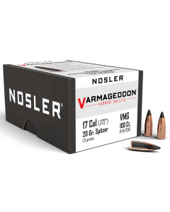 Nosler Varmageddon 17 Cal 20gr Flat Base Tipped Projectiles
