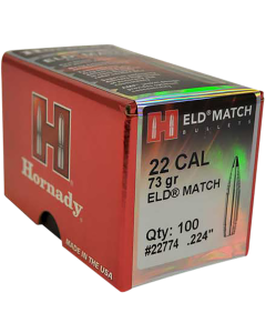 Hornady 22 Cal .224 73gr ELD Match Target Projectiles 100/Box