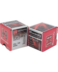 Hornady 22 Caliber 52gr ELD Match Target Projectiles 100/Box