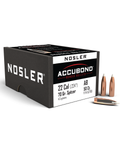 Nosler 22 Caliber 70gr AccuBond Spitzer 50/Box