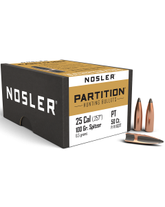 Nosler 25 Cal 100gr Partition Spitzer Hunting Projectiles