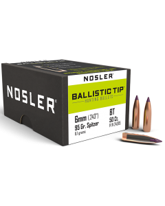 Nosler 6mm 95gr Ballistic Tip Spitzer Hunting Projectiles