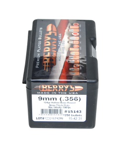 Berrys 9mm 124gr Hollow Base RN Projectiles 250 Box