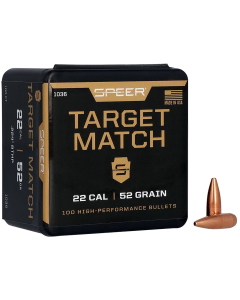Speer 22 Caliber 52gr HPBT Target Match Projectiles 100ct