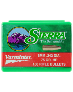 Sierra 6mm 75gr Hollow Point Varmint Projectiles 100/Box