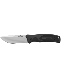Camillus 19232 Western Black River 3.75" Fixed Drop Point Plain Satin 420 Steel Titanium Bonded Blade, Black Rubber Handle, Includes Sheath