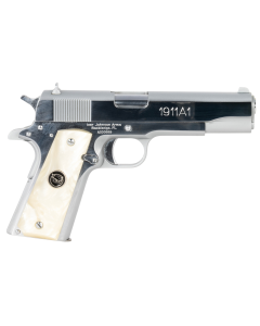 Iver Johnson 1911A1 .38 Super 5" 8+1 Serrated Slide Pearl Grips (Bright Polish Chrome)