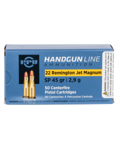 PPU Handgun 22 Rem Jet Mag 45 Gr SP 50 Rounds (Box)