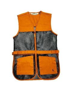 Full Mesh Dual Pad Shooting Vest - Orange, Size Small
