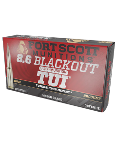 Fort Scott Munitions Tumble Upon Impact 8.6mm Blackout 285 Gr Solid Copper Spun (Box)
