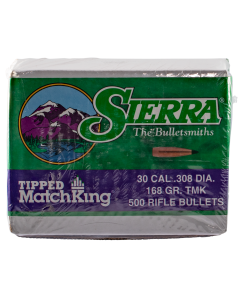 Sierra Bullets Tipped MatchKing 30 Caliber 168 Gr Tipped MatchKing (500 Count)
