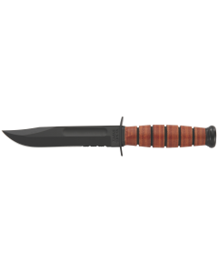 Ka-Bar® - 1252 - USMC™ 5.25" Fixed Clip Point Part Serrated Black Knife