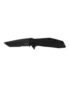 Kershaw Brawler Assisted Opening Knife - 3" Serrated Tanto Blade, Black