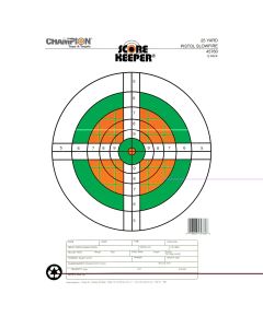 Champion Traps & Targets Scorekeeper 25 Yard Pistol Target - Fluorescent Orange/Green Bullseye, 12 Pack