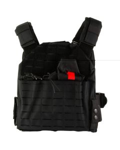 NcStar Laser Cut Plate Carrier Medium-2XL Black - 10"x12" Plates, MOLLE Compatible