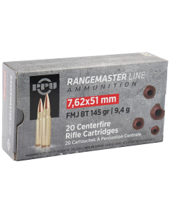 PPU Rangemaster 7.62x51mm NATO 145 Gr FMJ BT 20 Rounds Ammo