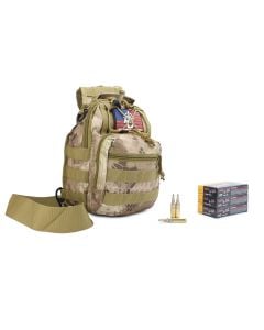 PMC X-TAC 5.56 NATO 62 Gr Green Tip LAP w/ RTAC Tactical Sling Pack (Desert Python) (60 Rounds)