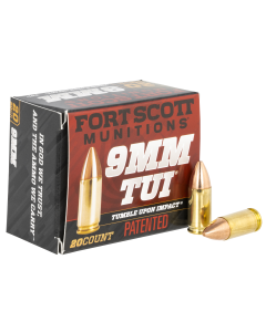 Fort Scott Munitions Tumble Upon Impact 9mm 80 Grain Solid Copper Spun 9MM080SCV (Box)