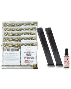 Sportsman's Select Remanufactured 9mm 124 Gr FMJ w/ (2) 34rd 9mm GLK Mags & 1 FL OZ Gun Oil (1000 Rounds)