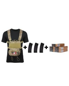 Rattlesnake Tactical Micro Chest Rig (Desert Python) +3 Magpul PMAGs w/PMC Bronze 223 Rem 55 Gr FMJ BT (100 Rounds)
