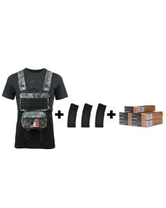 Rattlesnake Tactical Micro Chest Rig (Black Python) +3 Magpul PMAGs w/PMC Bronze 223 Rem 55 Gr FMJ BT (100 Rounds)