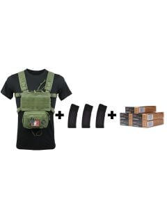 Rattlesnake Tactical Micro Chest Rig (Army Green) +3 Magpul PMAGs w/PMC Bronze 223 Rem 55 Gr FMJ BT (100 Rounds)