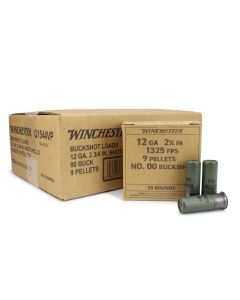 Winchester Military Grade 12 Ga 2.75" 9 Pellets 00 Buck Shot Value Pack (Case)