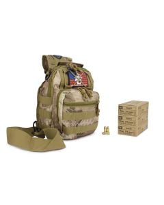 Winchester Service Grade 9mm 115 Gr FMJ w/ RTAC Tactical Sling Pack (Desert Python) (150 Rounds)