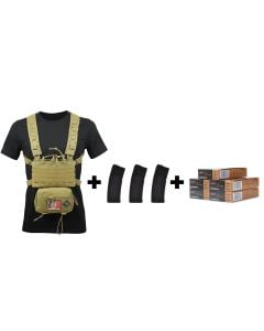 Rattlesnake Tactical Micro Chest Rig (Tan) +3 Magpul PMAGs w/PMC Bronze 223 Rem 55 Gr FMJ BT (100 Rounds)