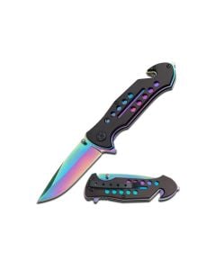 Tac-Force 3.25" Spring Assisted Pocket Knife (Black/Rainbow)