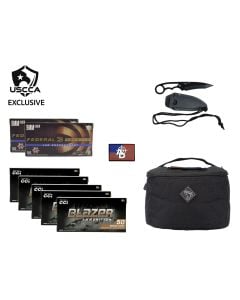 USCCA Exclusive - 9mm Essential Range Gear Bundle - CCI Blazer Brass 9mm 124 Gr FMJ (250 Rounds) / Federal Premium HST 9mm 147 Gr JHP (100 Rounds)