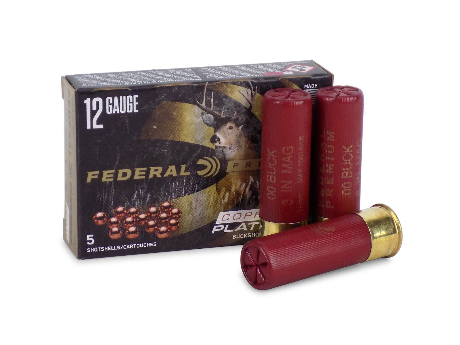 Federal Premium 12 Gauge 3" 1-7/8 oz 15 Pellet Copper-Plated 00 Buck