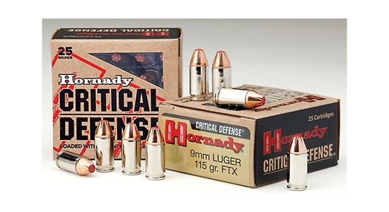 9mm 115gr JHP Hornady Critical Defense