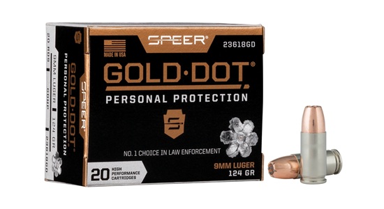 124gr +P JHP Speer Gold Dot