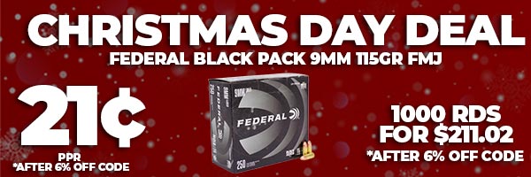 Deal of the day: Federal Black Pack 9mm 115GR FMJ Ammo
