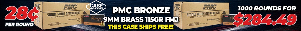Deal of the Day: PMC Bronze 9mm 115 Grain FMJ Ammo