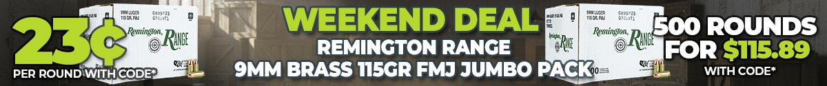 Deal of the Day: Remington Range 9mm 115 Grain FMJ Ammo