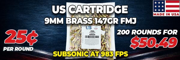Deal of the Day: US Cartridge 9mm 147 Grain FMJ Ammo (Subsonic)