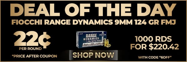 Deal of the Day: Fiocchi Range Dynamics 9mm 124 Gr FMJ Ammo