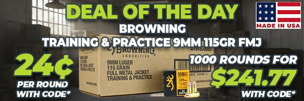 Deal of the Day: Browning Training & Practice 9mm 115 Grain FMJ Ammo